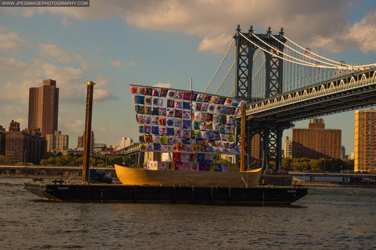 Ship of Tolerance exhibit on display in the East River of New York City during the DUMBO Arts Festival located in Brooklyn Bridge Park DUMBO Brooklyn, Sunday September 29, 2013.