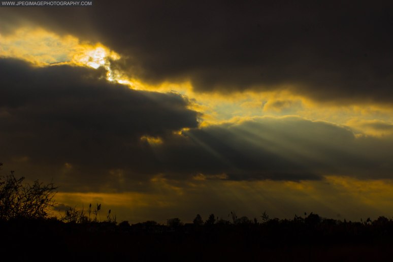 View of sunlight and low clouds.