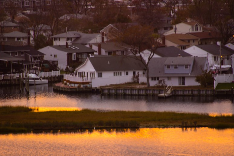Houses located near the Norman J. Levy Park Preserve in Freeport L.I. during sunset.